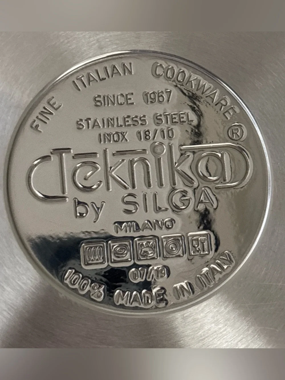 Dutch Oven Pan Silga Design 18/10 TEKNIKA Milano Italy Stainless Steel  07/19